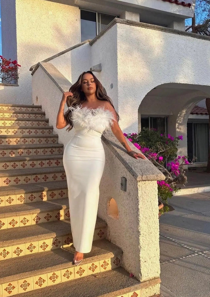Women's White Evening Maxi Dress