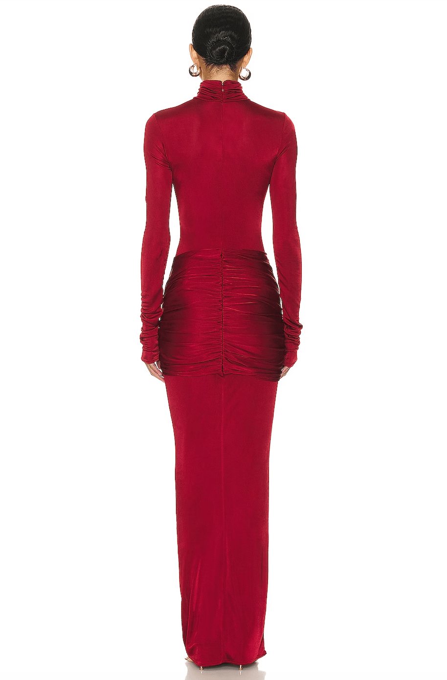Women's Elegant Red Turtleneck Formal Dress