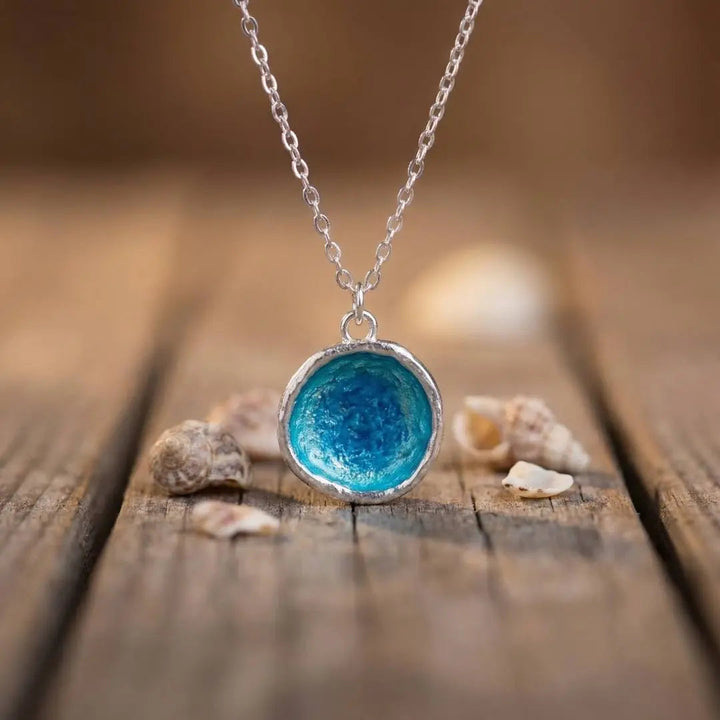 Elegant Blue Crystal Heart Pendant Necklace