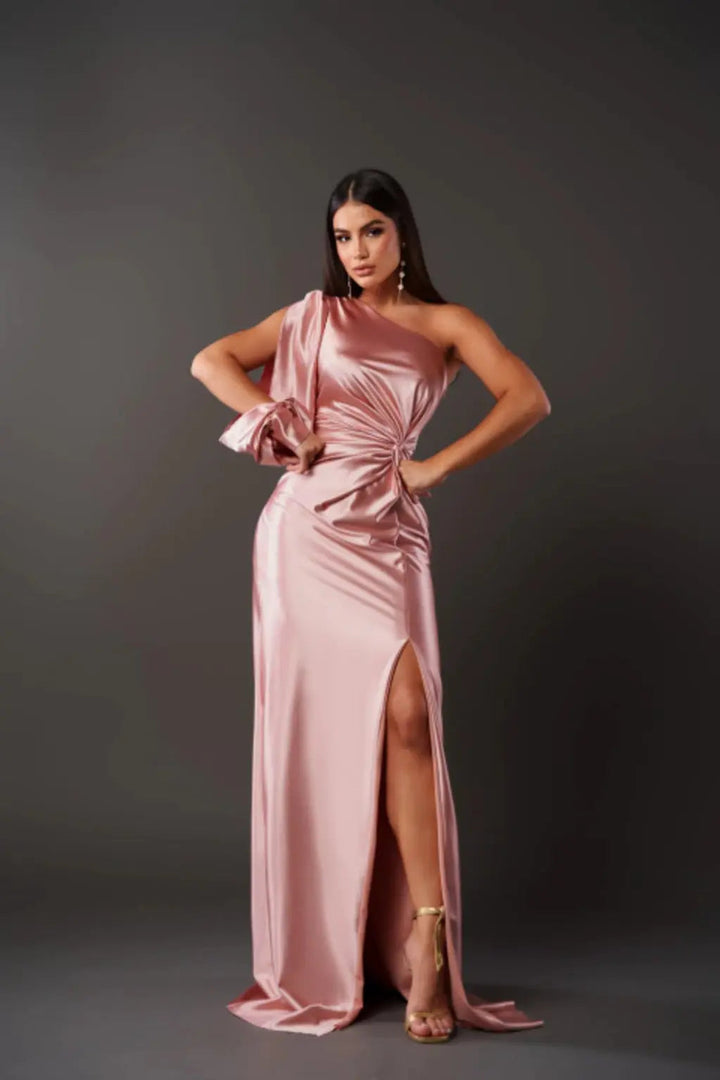 Women's Elegant One-Shoulder Long Sleeve Maxi Dress