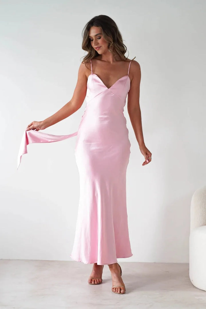 Women's Sleek Slip Delicate Strap Detail Maxi Dress