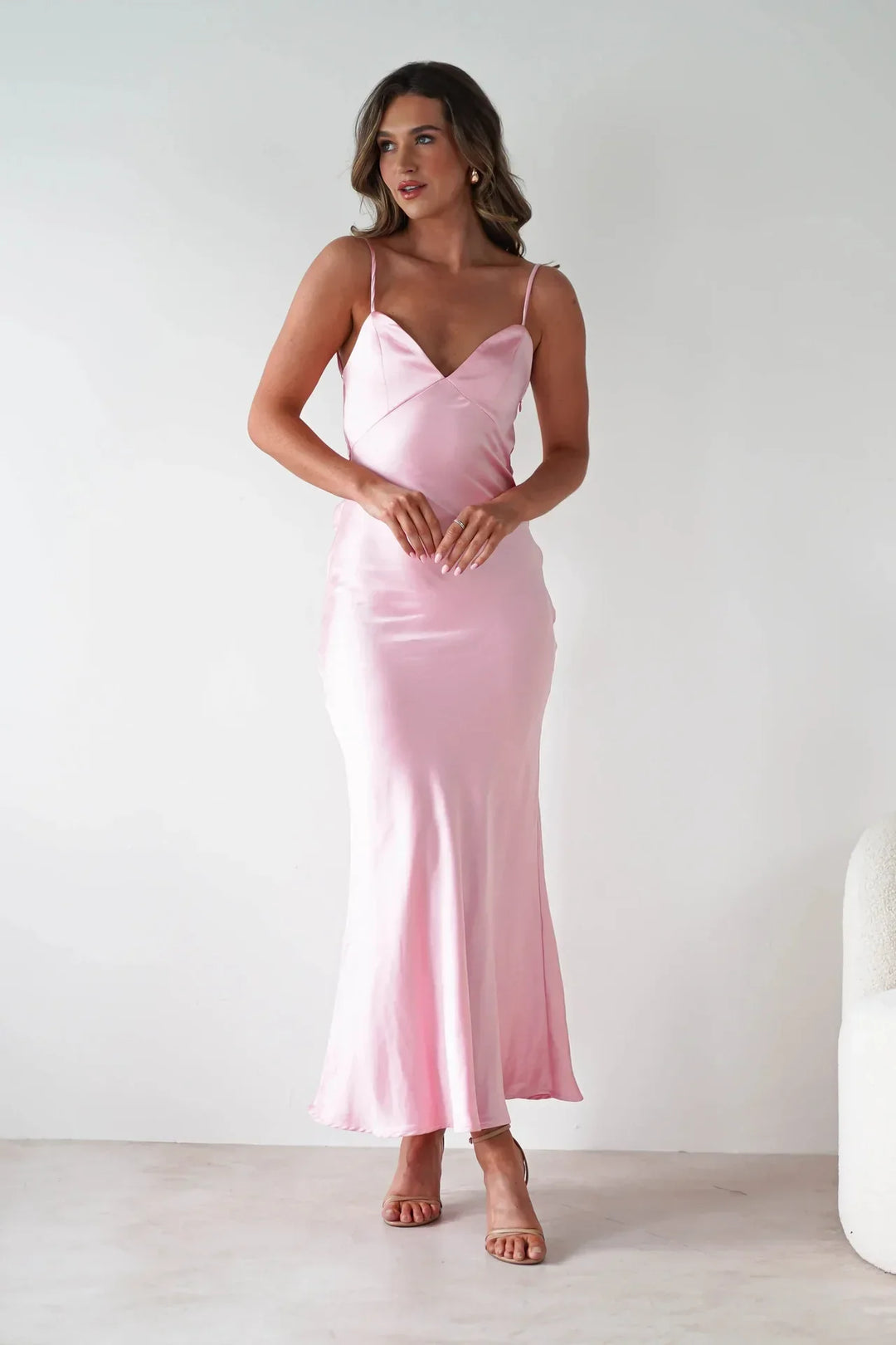 Women's Sleek Slip Delicate Strap Detail Maxi Dress
