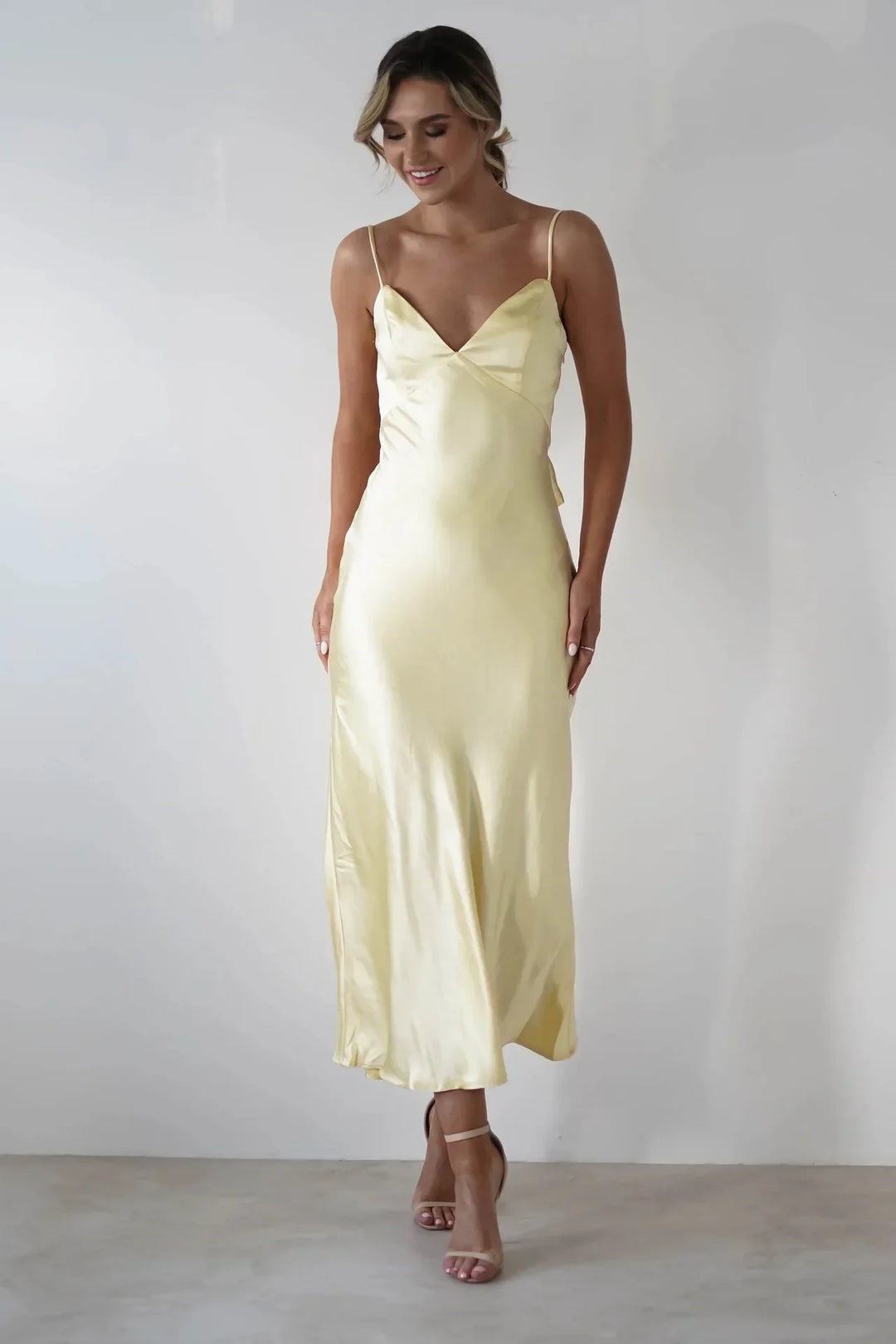 Women's Sleek Slip Delicate Strap Detail Maxi Dress