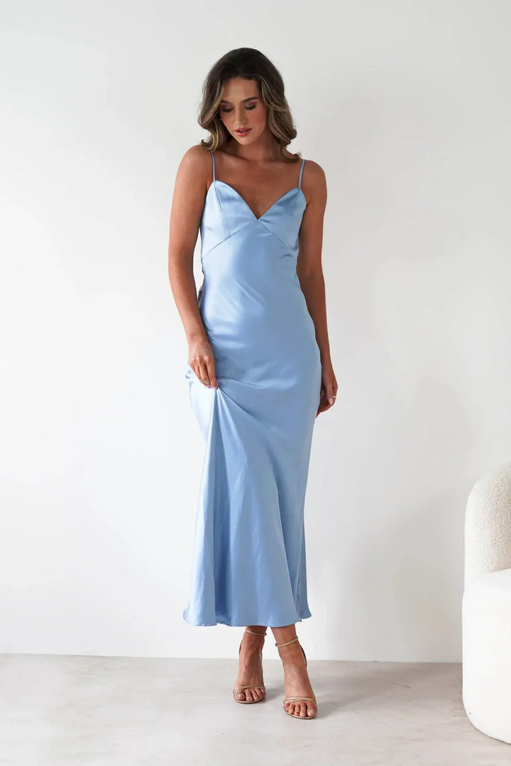 Women's Sleek Slip Delicate Strap Detail Maxi Dress