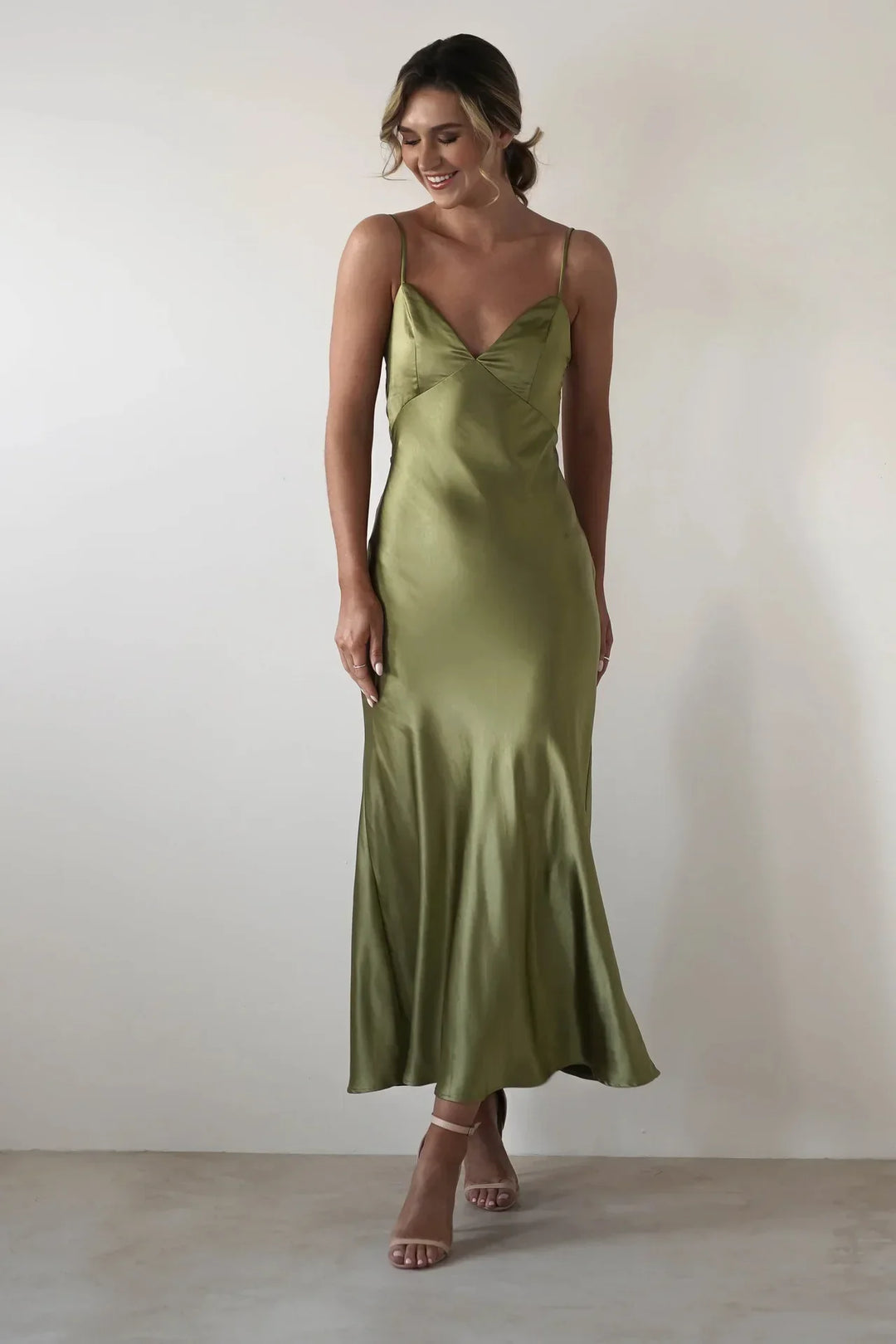 Women's Sleek Slip Delicate Strap Detail Maxi Dress