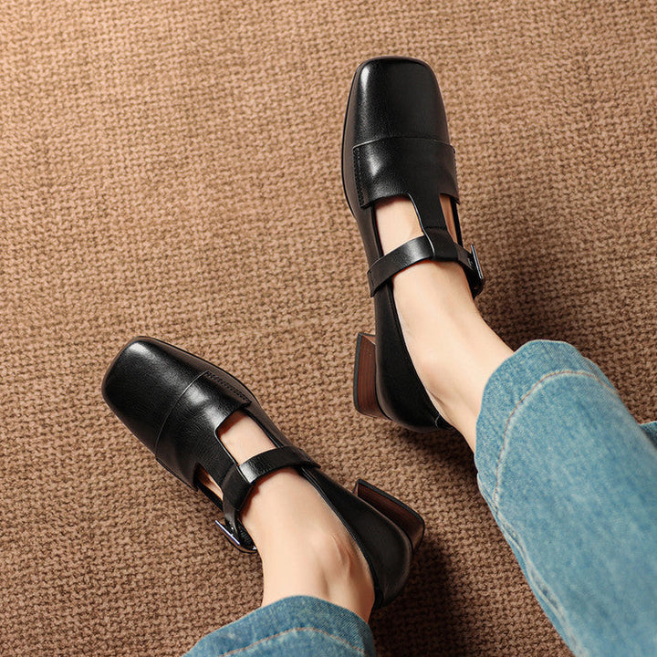 Farrah | Buckled Square-Toe Mules
