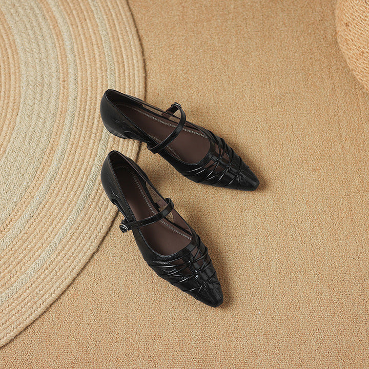 Margery | Pointed Strap Mary Jane Flats