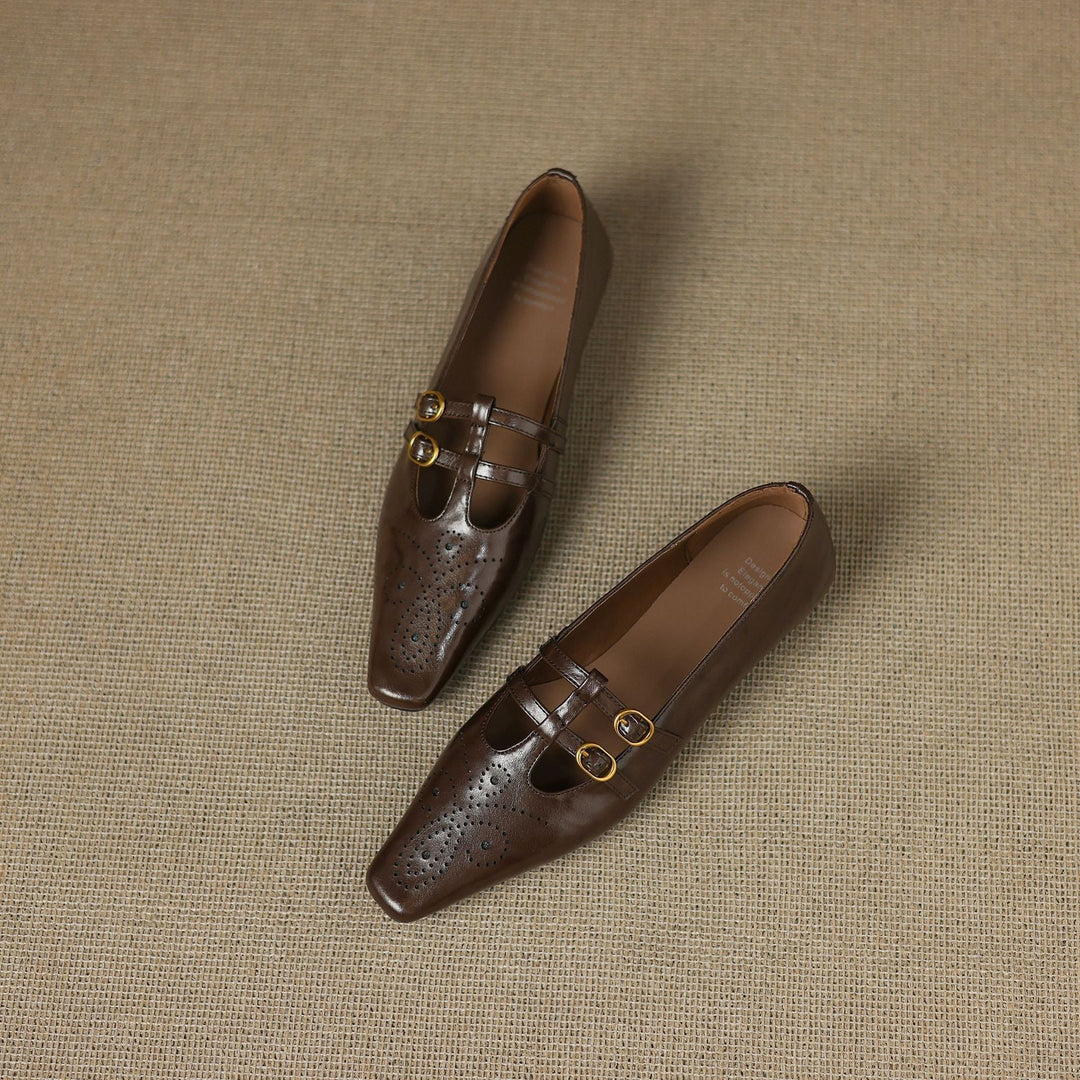 Etta | Brogued Double-Strap Mules