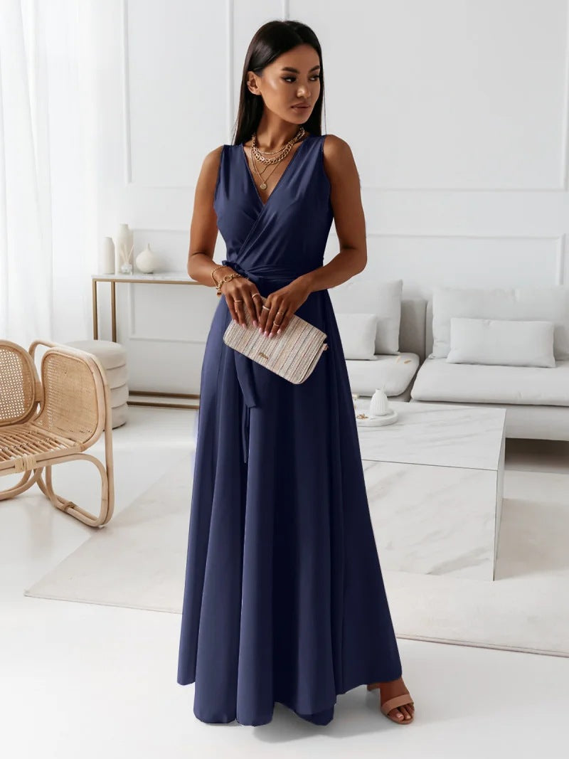 Women's Wrap Wedding Guest Elegant Maxi Dress