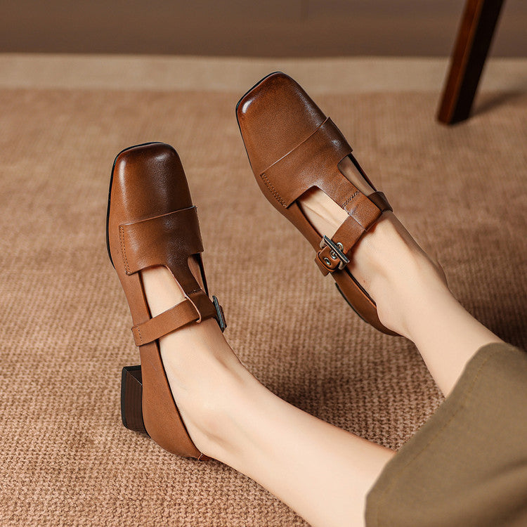 Farrah | Buckled Square-Toe Mules
