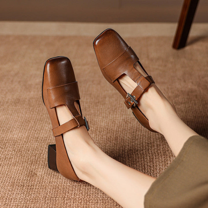 Farrah | Buckled Square-Toe Mules
