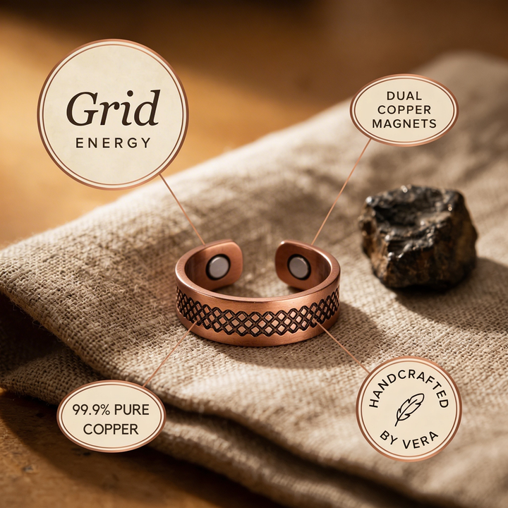 Women's Structured Grid Copper Ring