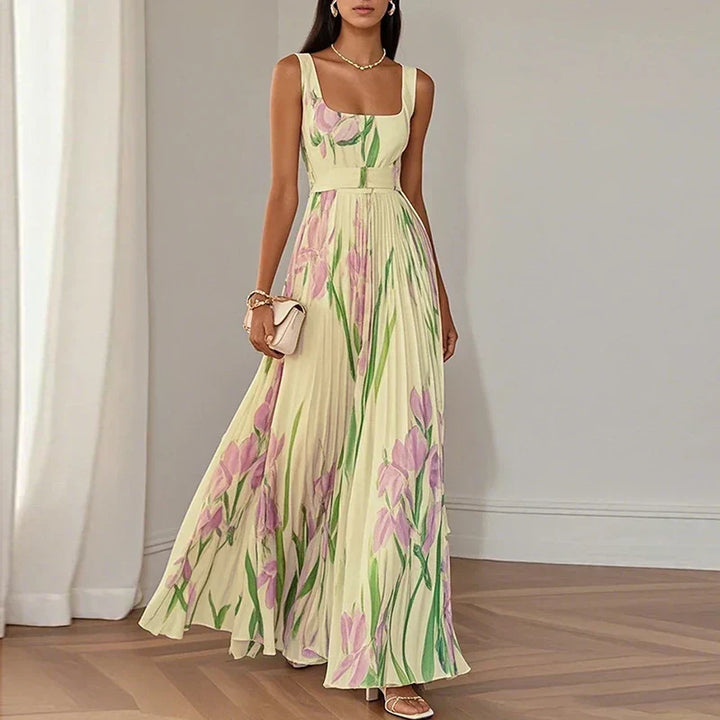 Women's Flowy Floral A-Line Maxi Dress
