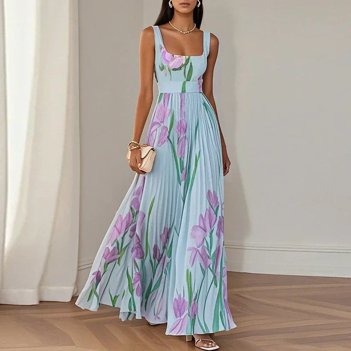 Women's Flowy Floral A-Line Maxi Dress