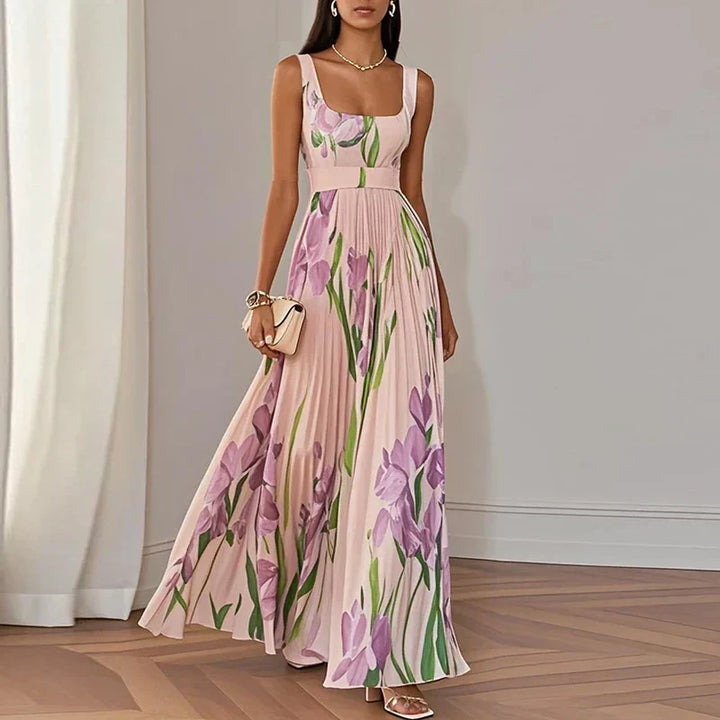 Women's Flowy Floral A-Line Maxi Dress