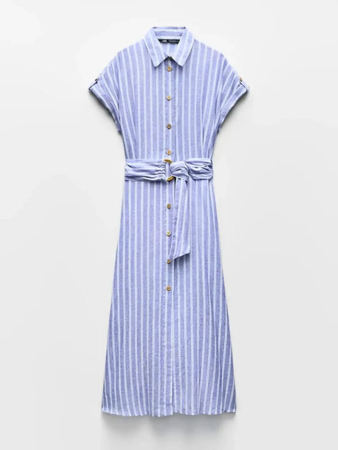 Women's Belted Striped Blend Work Maxi Dress