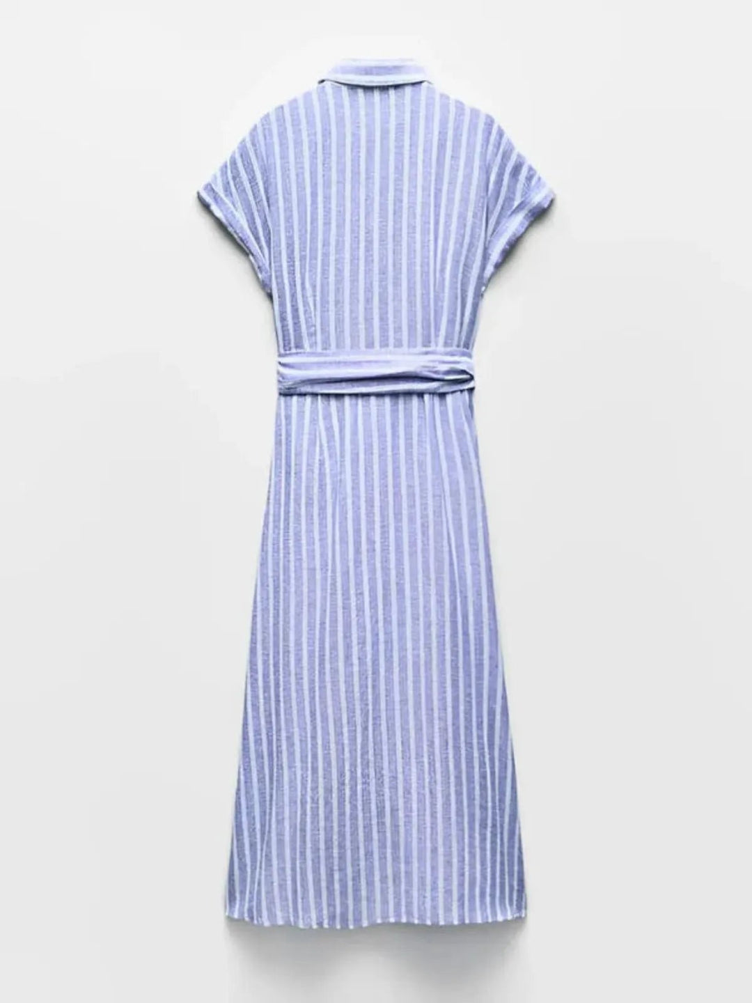 Women's Belted Striped Blend Work Maxi Dress