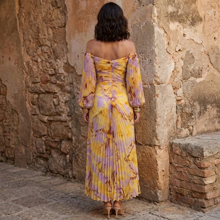 Women's Flowy Long Floral Deep Neckline Dress