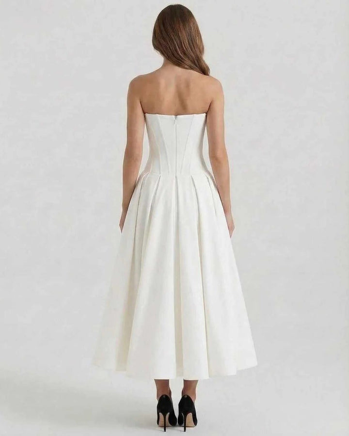 Women's Bridal Shower Strapless Corset Maxi Dress