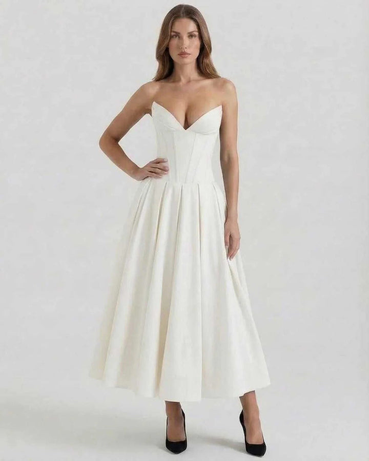 Women's Bridal Shower Strapless Corset Maxi Dress