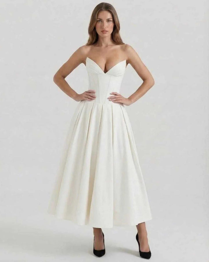 Women's Bridal Shower Strapless Corset Maxi Dress