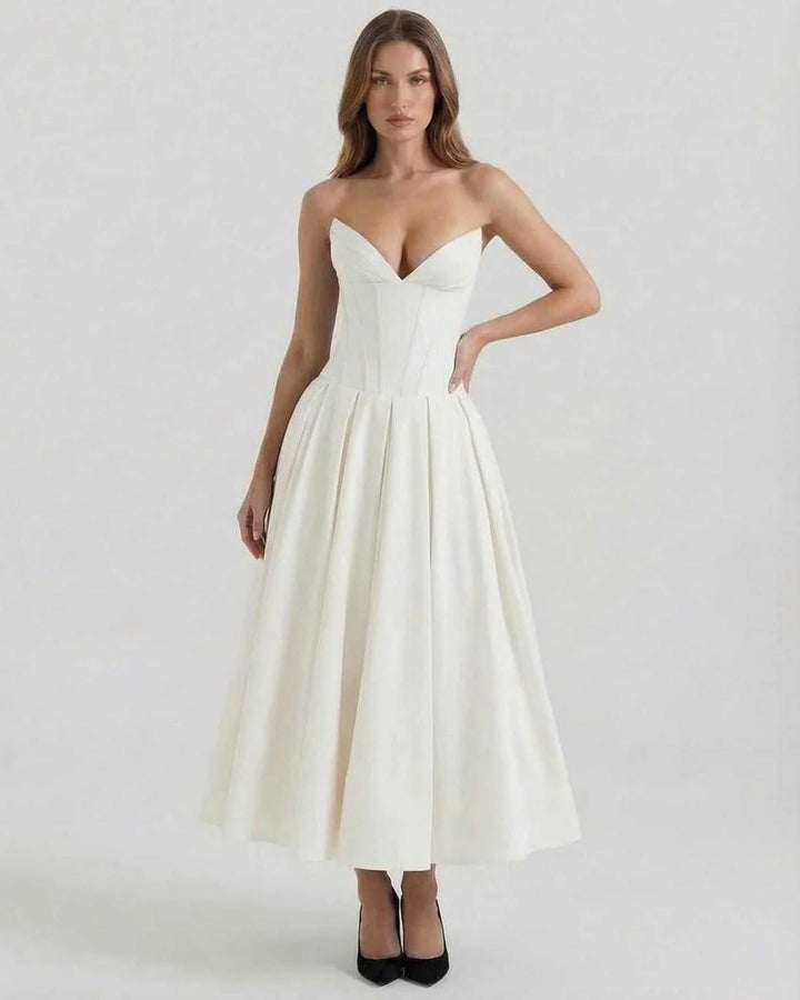 Women's Bridal Shower Strapless Corset Maxi Dress