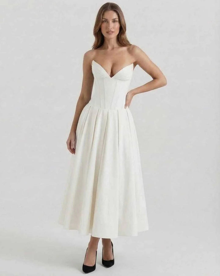 Women's Bridal Shower Strapless Corset Maxi Dress