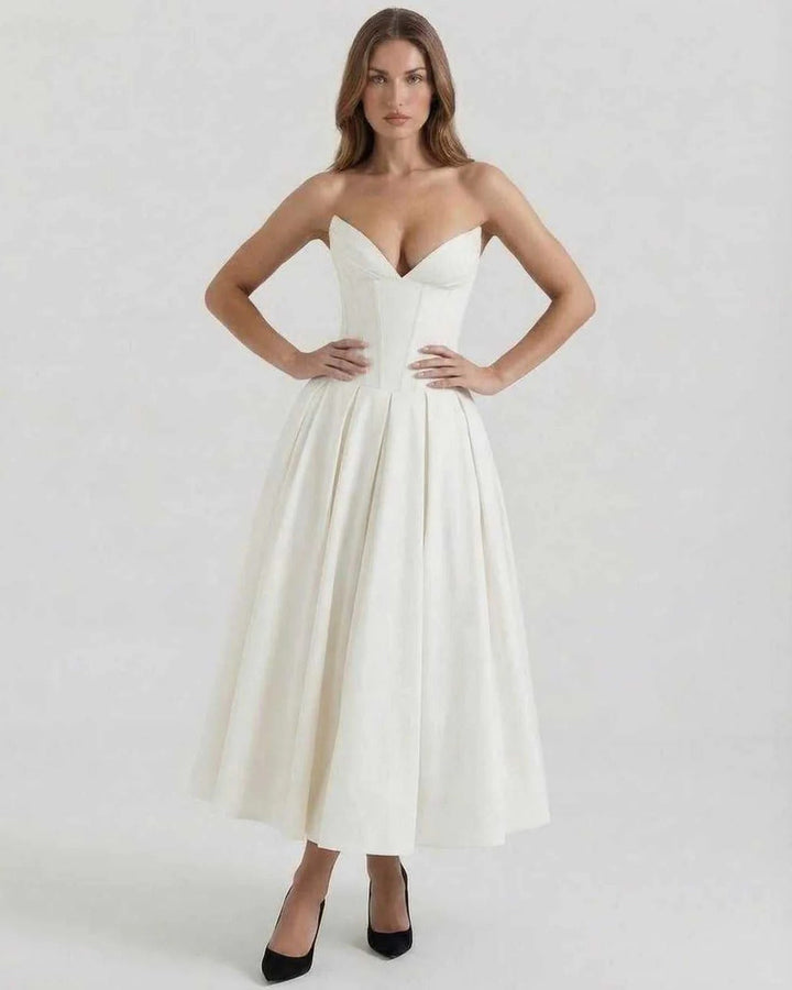 Women's Bridal Shower Strapless Corset Maxi Dress