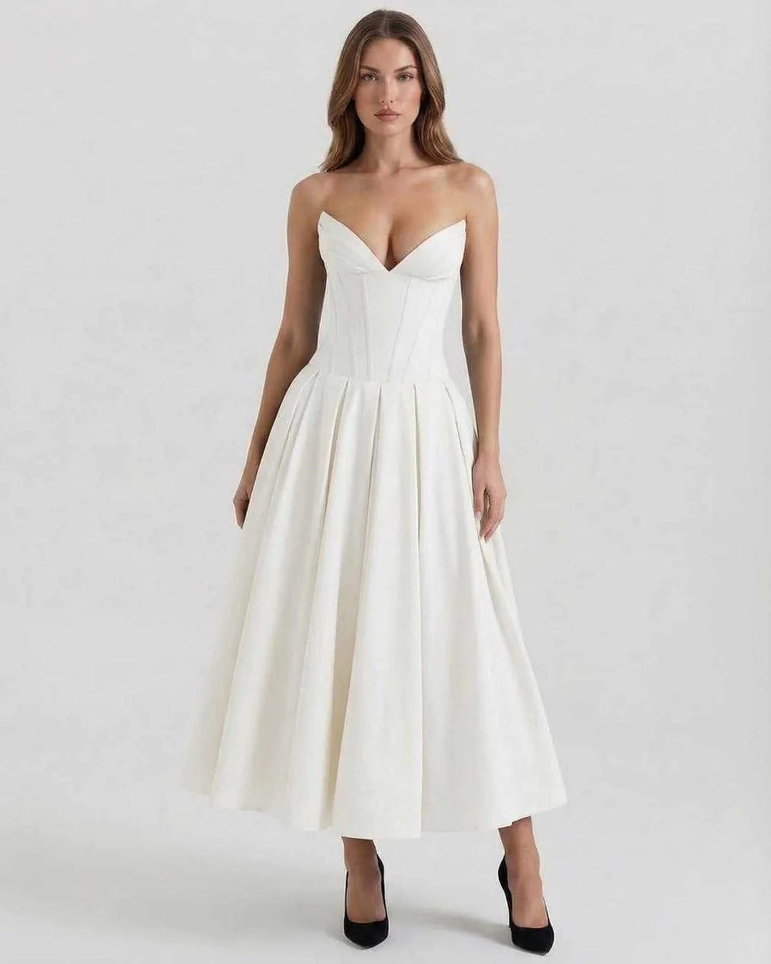 Women's Bridal Shower Strapless Corset Maxi Dress
