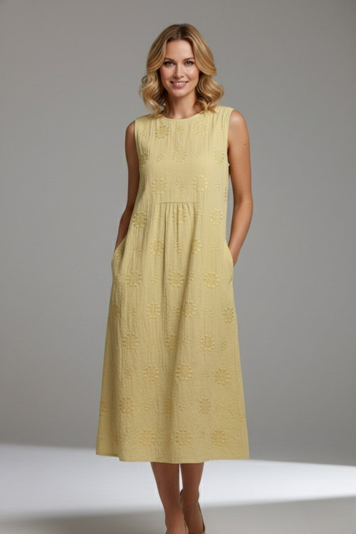 Women's Classic Round Neck Sleeveless Midi Dress
