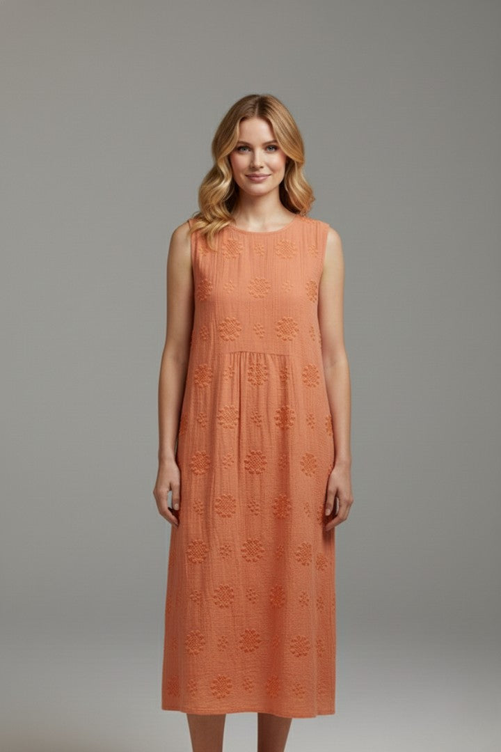 Women's Classic Round Neck Sleeveless Midi Dress