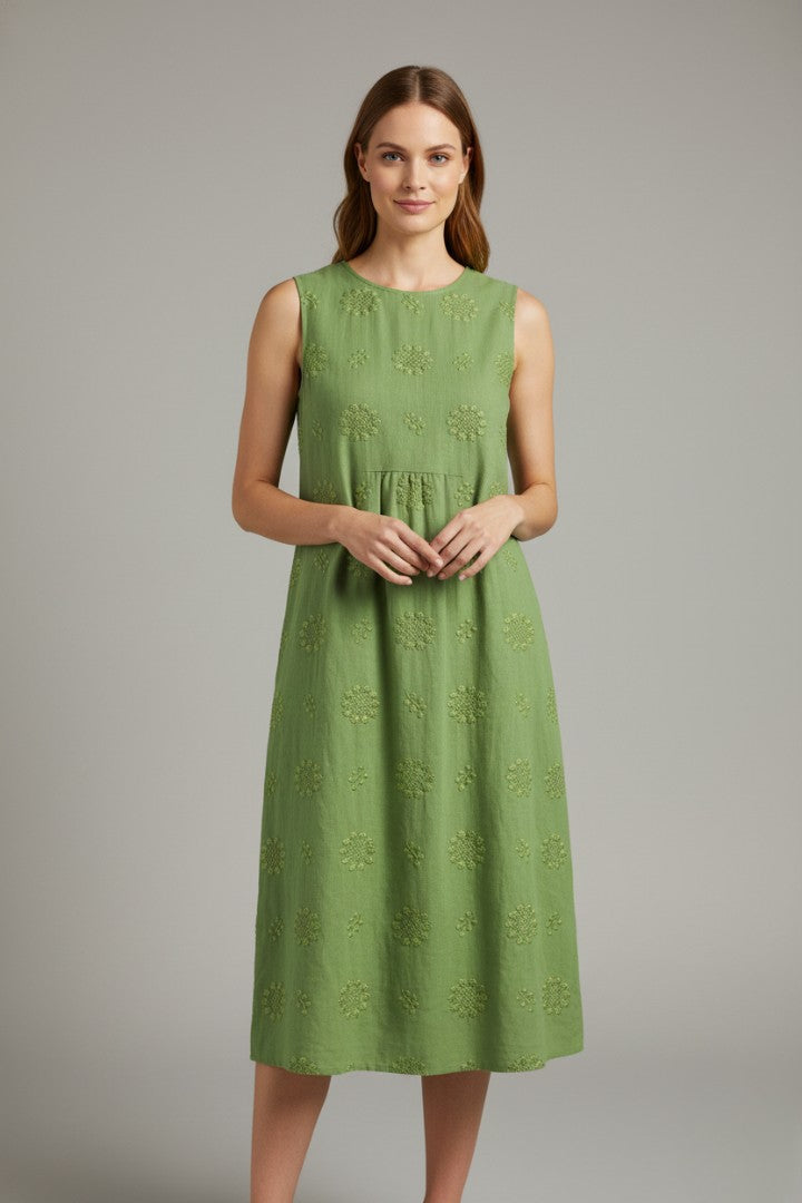 Women's Classic Round Neck Sleeveless Midi Dress