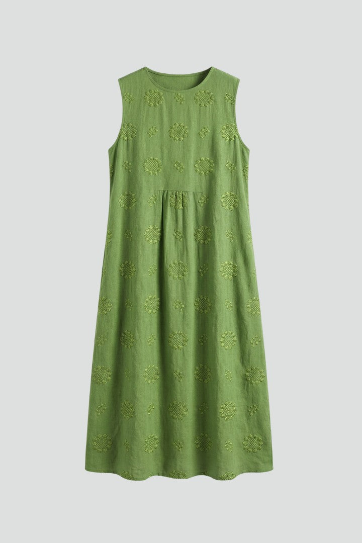 Women's Classic Round Neck Sleeveless Midi Dress