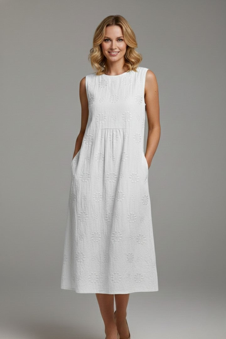 Women's Classic Round Neck Sleeveless Midi Dress