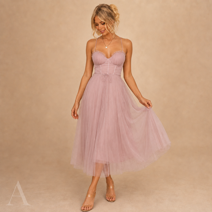 Women's Corset Spaghetti Strap Midi Dress