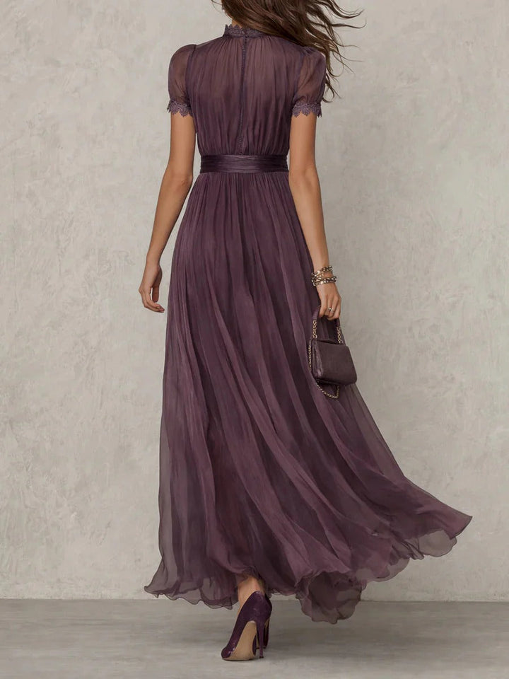 Women's Elegant Purple Chiffon Keyhole Maxi Dress