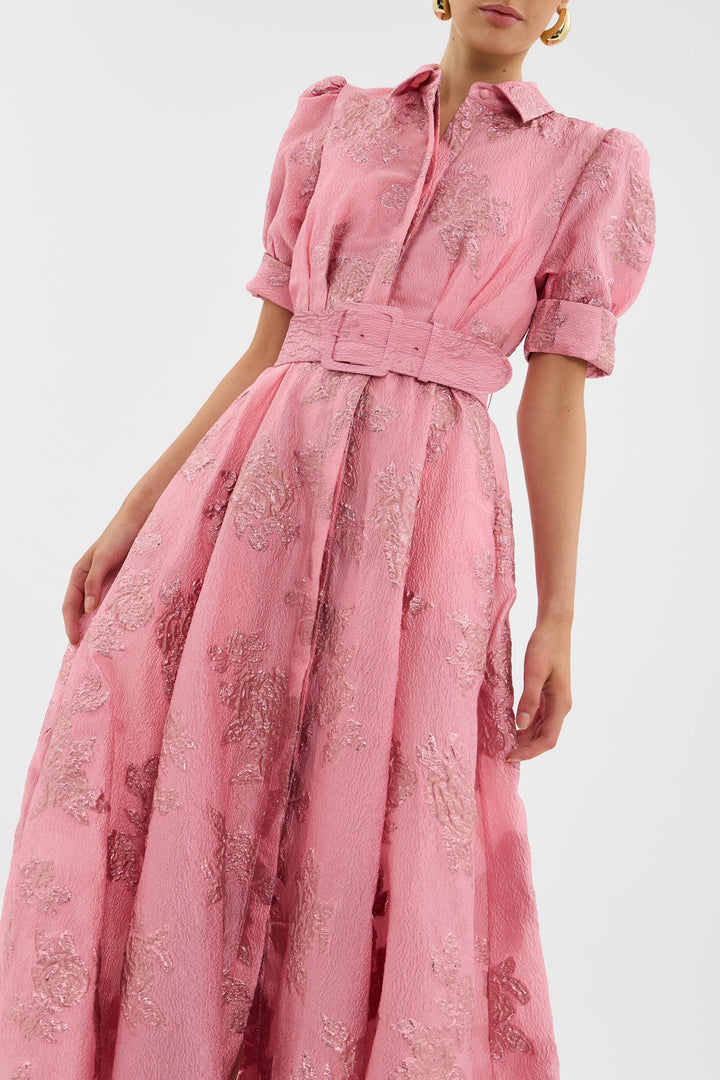 Women's Elegant Short Puff Sleeves Wedding Guest Maxi Dress