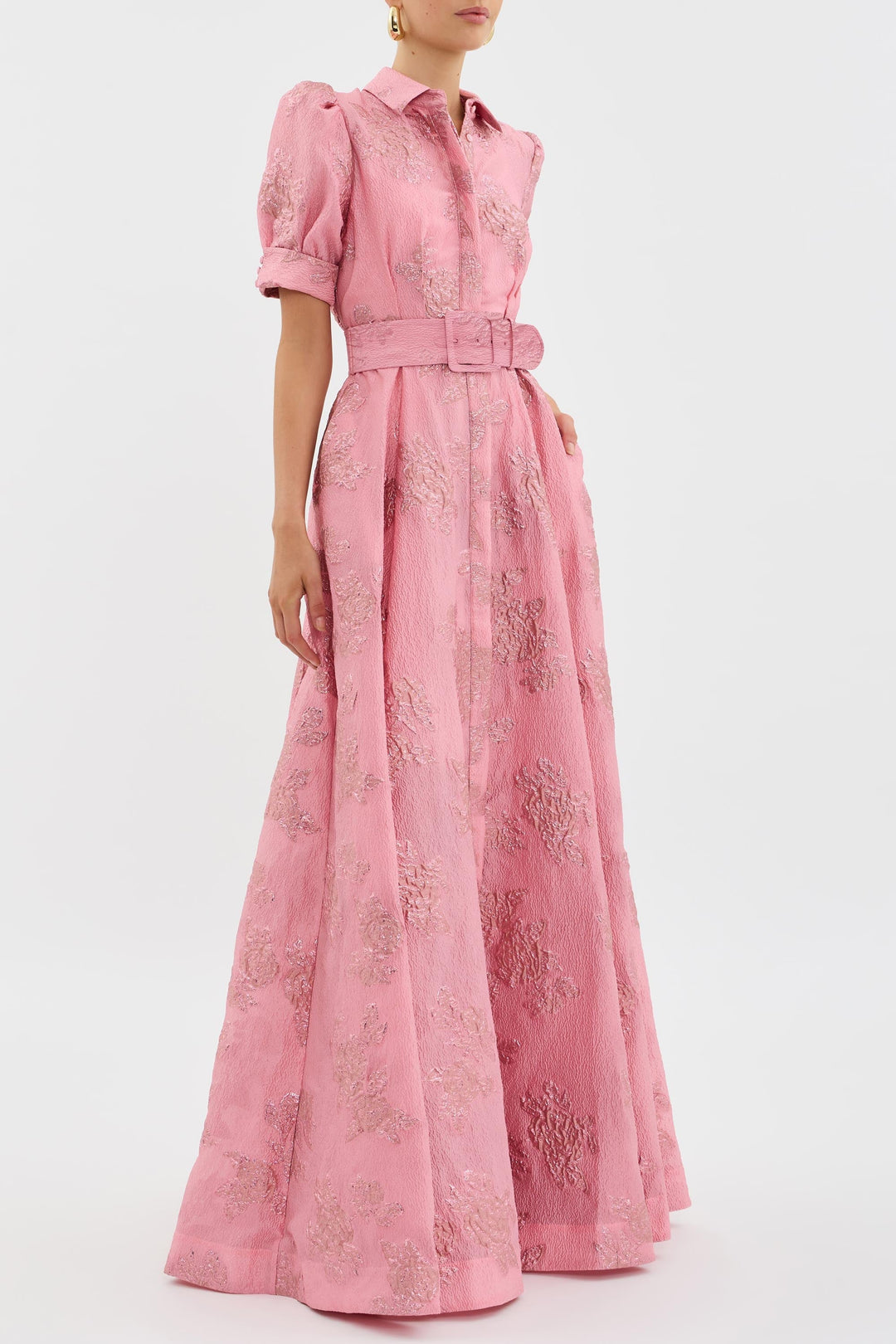 Women's Elegant Short Puff Sleeves Wedding Guest Maxi Dress