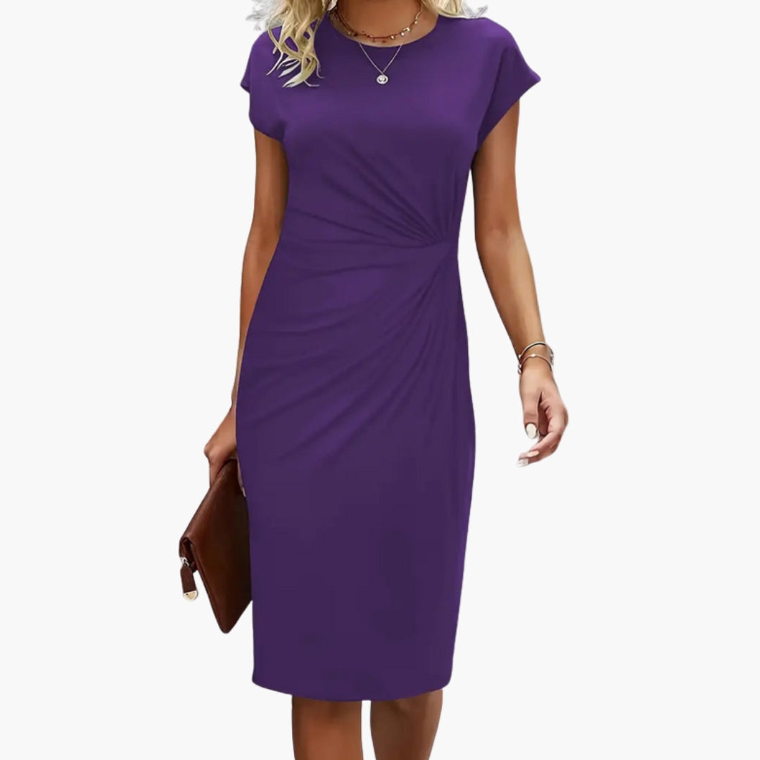 Women’s Asymmetrical Waist Draped Sheath Midi Dress
