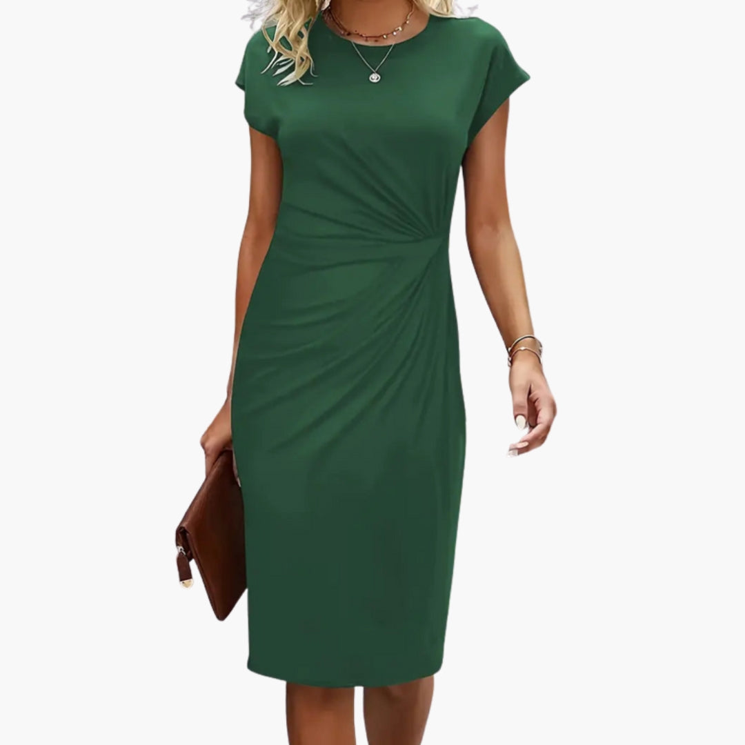 Women’s Asymmetrical Waist Draped Sheath Midi Dress