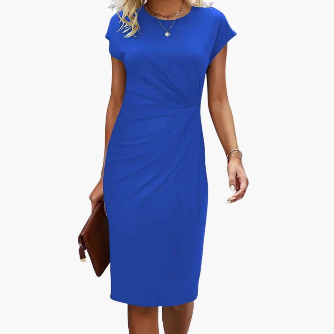 Women’s Asymmetrical Waist Draped Sheath Midi Dress