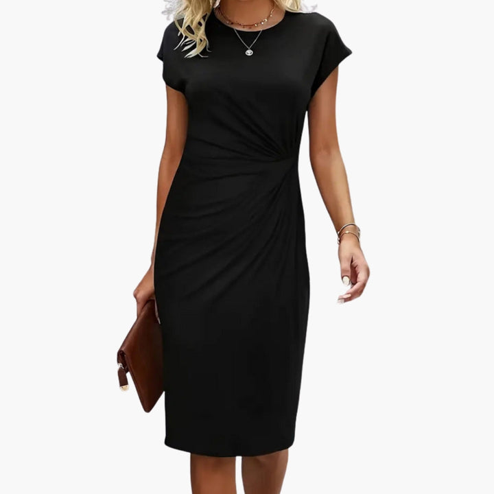 Women’s Asymmetrical Waist Draped Sheath Midi Dress