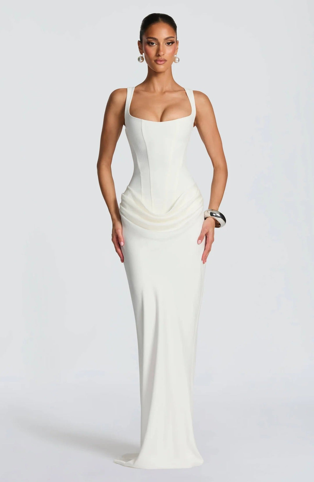 Women's Wedding Guest Structured Corset Maxi Dress