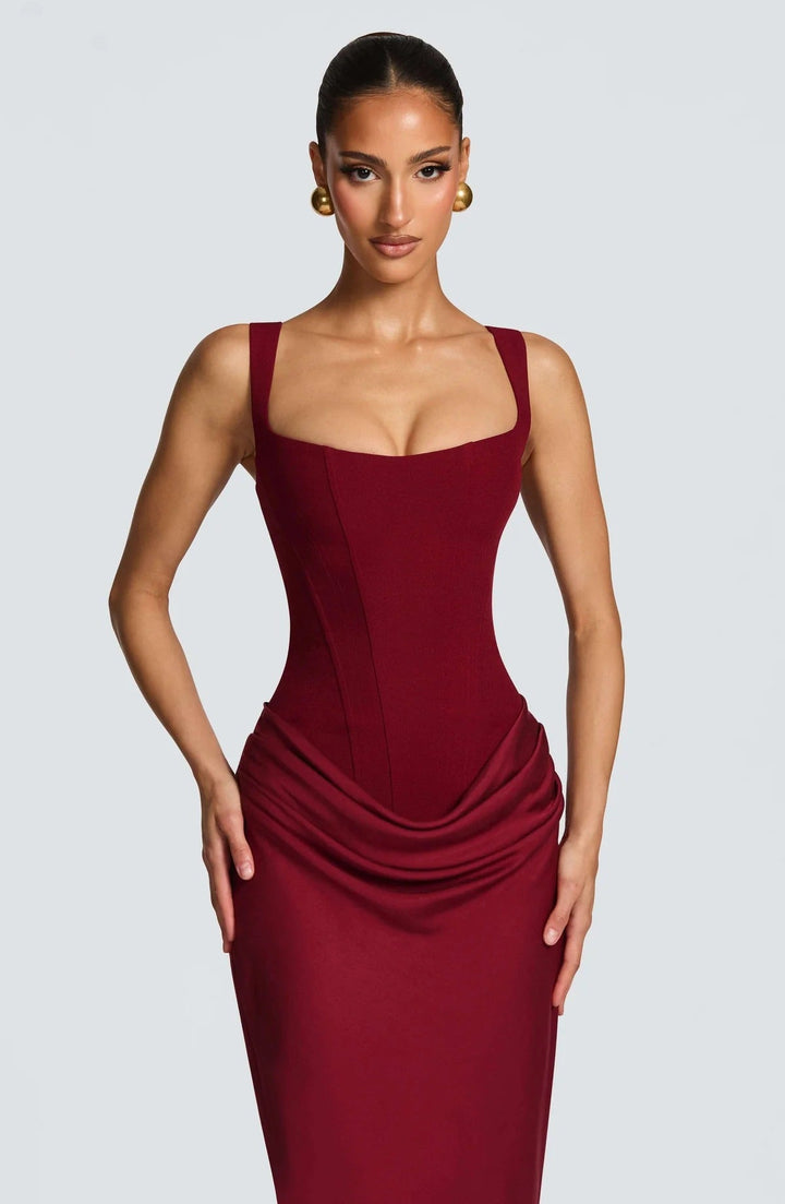 Women's Wedding Guest Structured Corset Maxi Dress