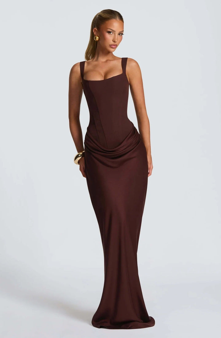 Women's Wedding Guest Structured Corset Maxi Dress