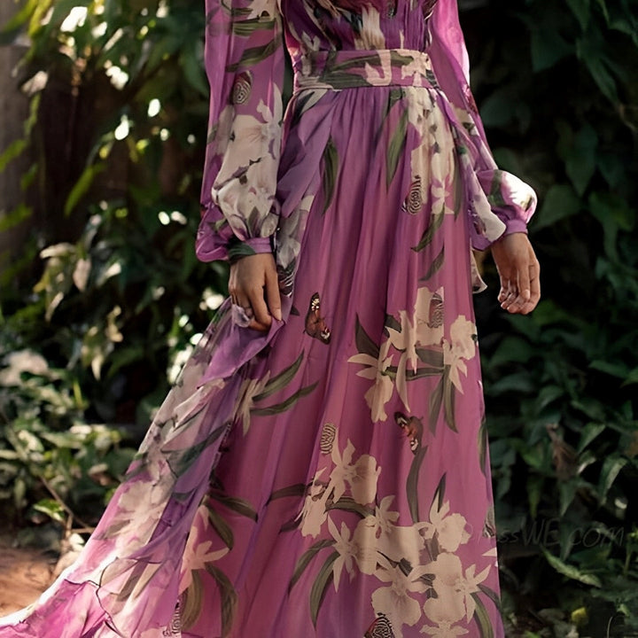 Women's Summer Wedding Guest Floral V-Neck Maxi Dress