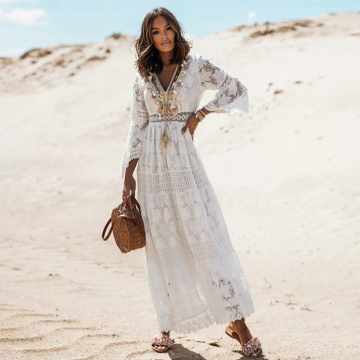 Women's Boho Long Sleeve Maxi Dress