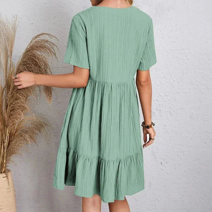 Women's V-Neck Ruffle Hem Summer Dress