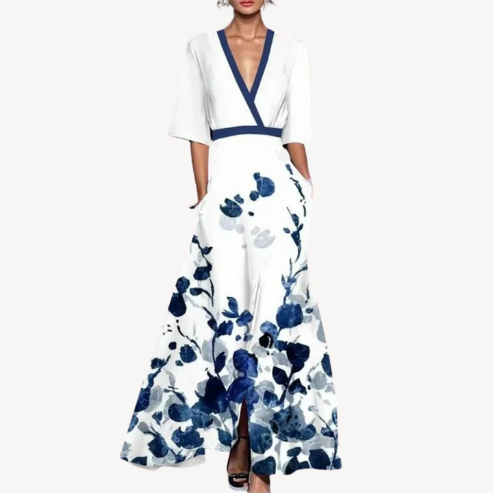 Women's Elegant V-Neck Maxi Wrap Dress