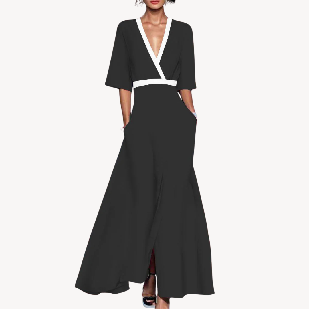 Women's Elegant V-Neck Maxi Wrap Dress